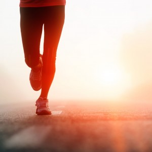 woman running in sunset