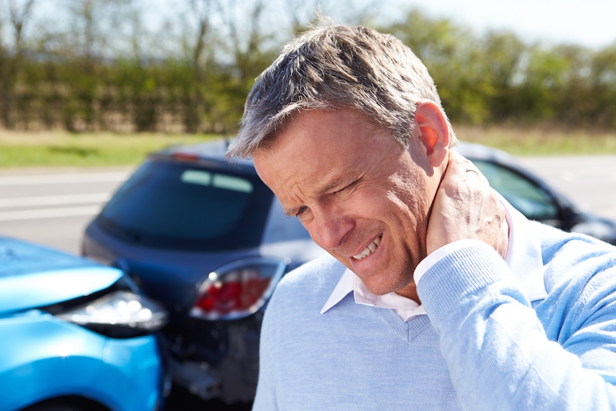 driver with a neck injury after a car accident